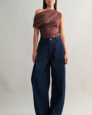 Jeans Wide Leg con Costura Frontal