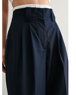 PANTALON LARGO AZUL MARINO Y BLANCO