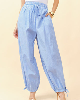 Pantalón Largo a Rallas  Azul  Y Blanco