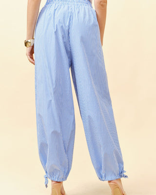 Pantalón Largo a Rallas  Azul  Y Blanco