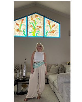 Pantalón Largo  Elegante  Burbuja Negro, Marrón, Marfil y Crema