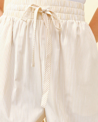 Pantalón  Largo Rallas Crema Y Blanco