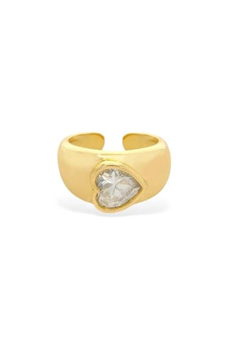 Luna Anillo con Corazón de Cristal