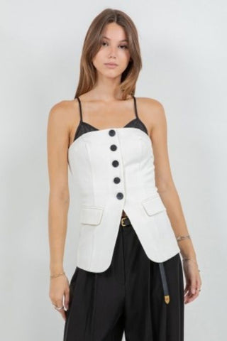 Top Noir Blanco  Estilo Corset Moderno