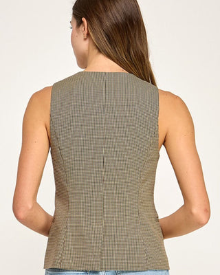 Top Estilo Chaleco Cuadros con Botones Elegantes