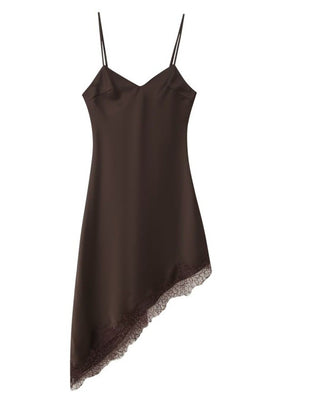 VESTIDO   MARRON ENCAJE