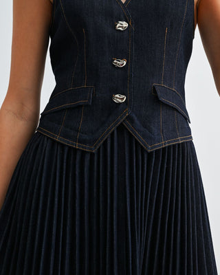 Vestido Denim Plisado  Elegancia Atemporal